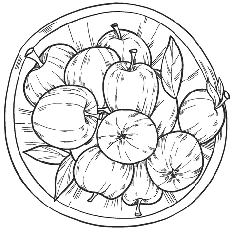 Apples In A Bowl Coloring Page